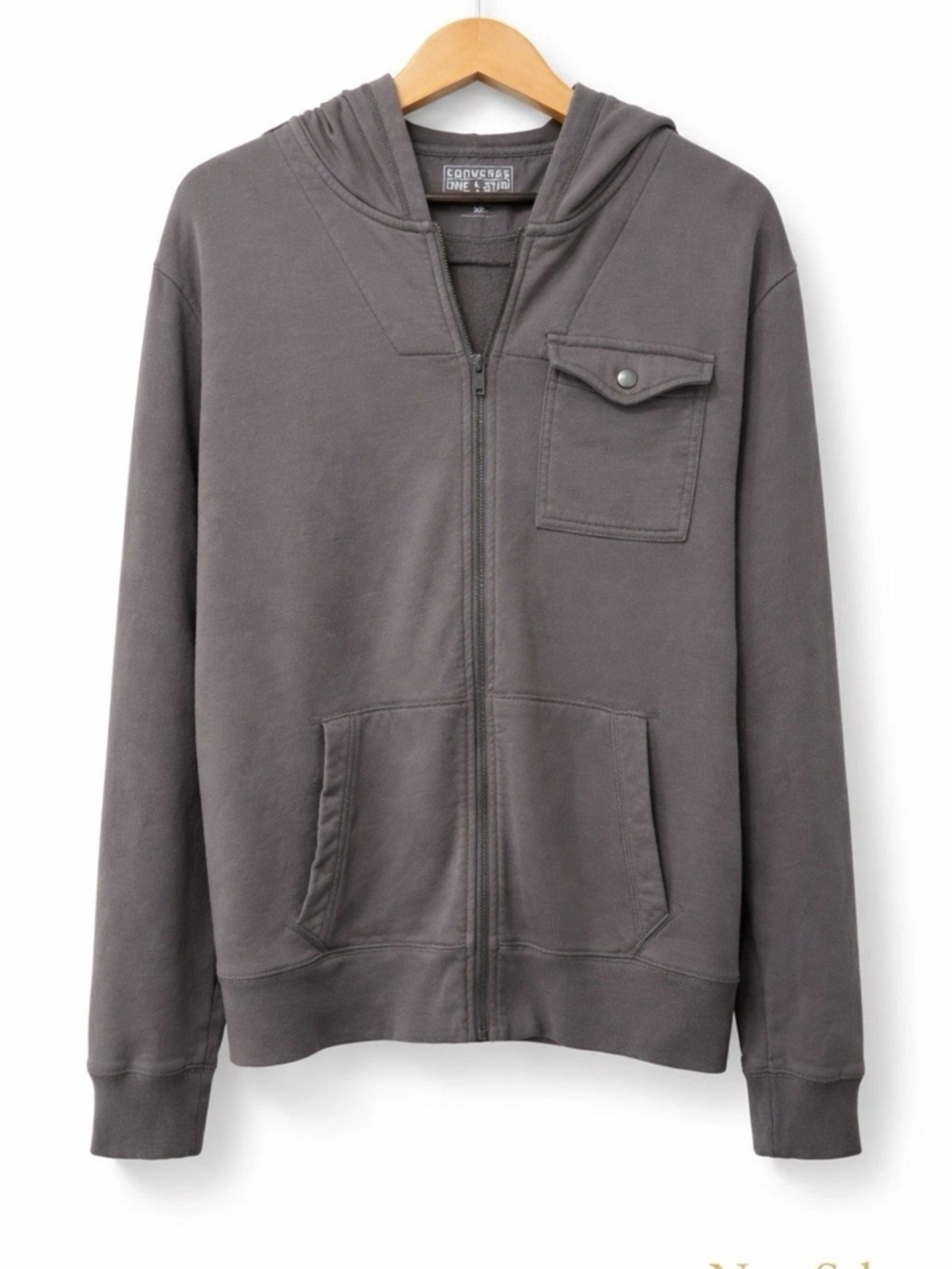 Converse Men's Charcoal Gray Zip-Up Hoodie Sweater